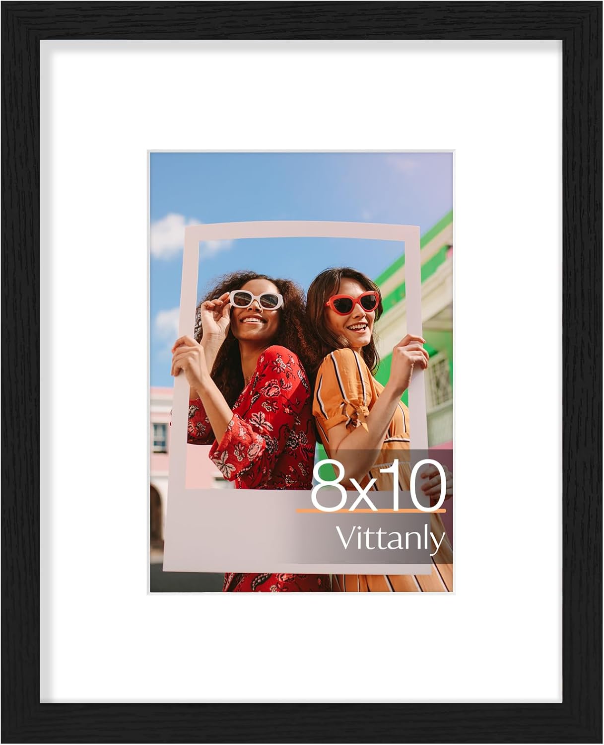 Vittanly 11x14 Picture Frame, Display Pictures 8x10 with Mat or 11x14 without Mat, Photo Frame for Wall Mounting, Black, 1 Pack - Colors A