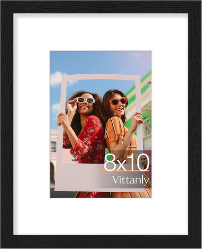Vittanly 11x14 Picture Frame, Display Pictures 8x10 with Mat or 11x14 without Mat, Photo Frame for Wall Mounting, Black, 1 Pack - Colors A
