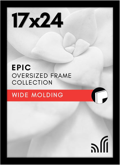 Americanflat 16x20 Picture Frame with Polished Plexiglass - Black Picture Frame - Wide Photo Frames Made of Engineered Wood for Vertical or Horizontal Wall Display - Epic Collection - Black - Colors C
