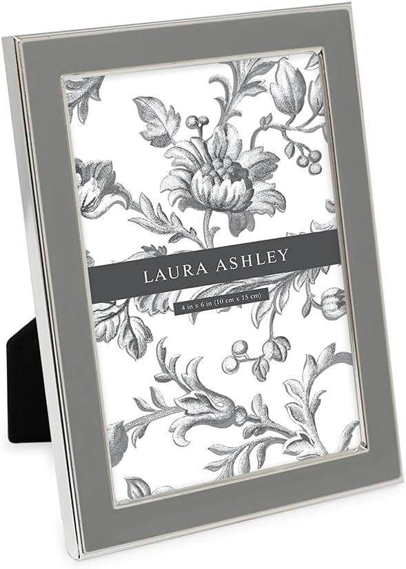 Laura Ashley 5x7 Navy Enamel Picture Frame, Gold Metal Edge with Easel, for Countertop, Counterspace, Tabletop Display, Bookshelf, Desk, Wall Décor, Photo Gallery (5x7, Navy W/Gold)