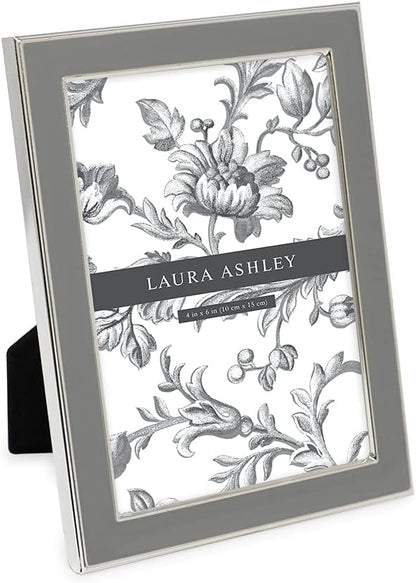Laura Ashley 5x7 Navy Enamel Picture Frame, Gold Metal Edge with Easel, for Countertop, Counterspace, Tabletop Display, Bookshelf, Desk, Wall Décor, Photo Gallery (5x7, Navy W/Gold)