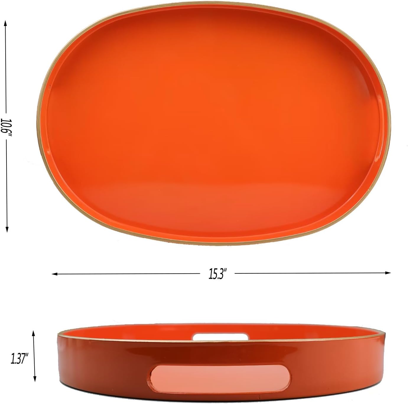 Green Decorative Tray with Handles, Versatile Serving Tray for Coffee Table, Ottoman, Ideal for Serving, Displaying, Organizing, 15.7"*10.2"*1.57"