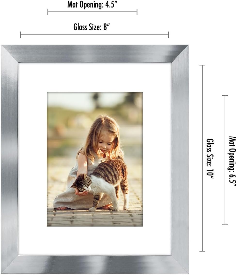 Americanflat 8x10 Picture Frame with Shatter-Resistant Glass - Use as 5x7 Frame with Mat or Display 8x10 Photo Without Mat - Signature Collection - Picture Frames for Tabletop and Wall Display - Black