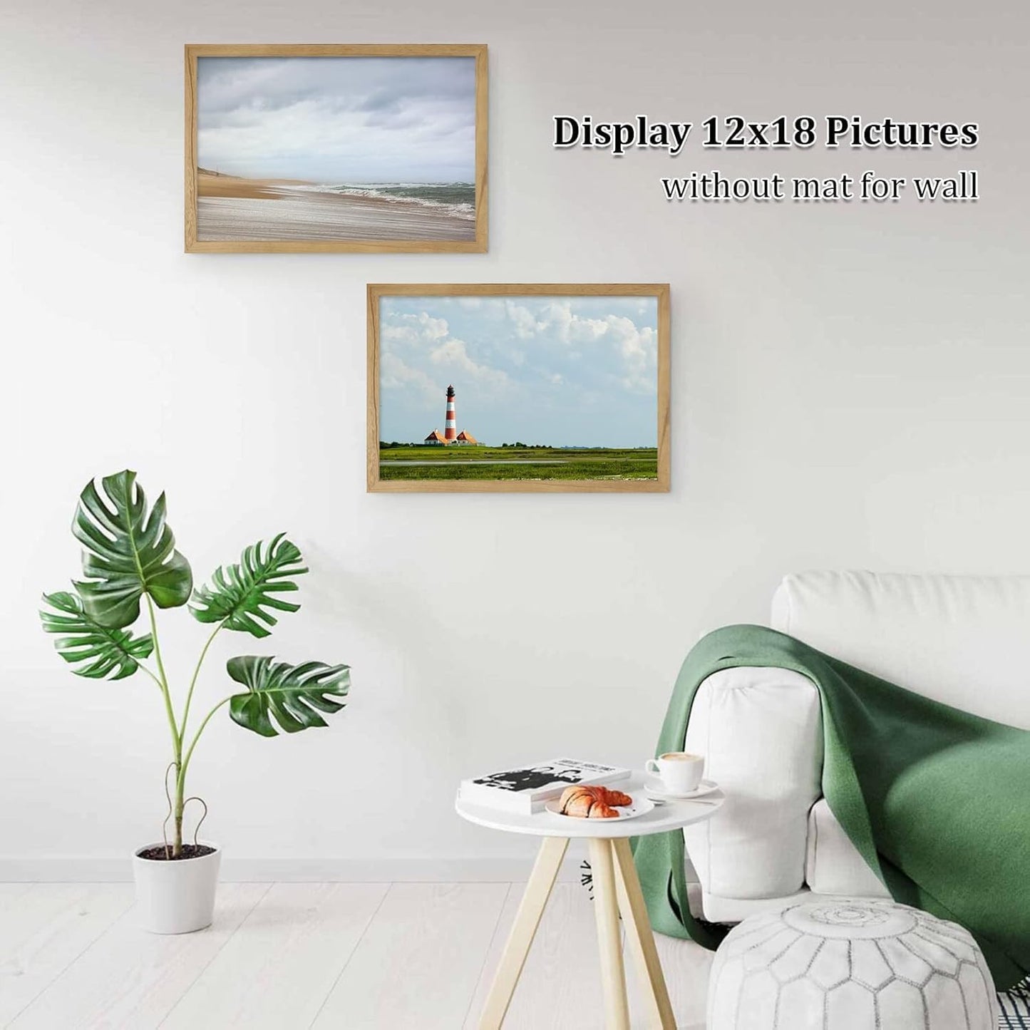 Egofine 12x16 Picture Frame Black, Covered by Plexiglass Made of Solid Wood, Display Pictures 9x12 and 11x14 with Mat or 12x16 Without Mat, for Wall Mounting Photo Frame - Colors A
