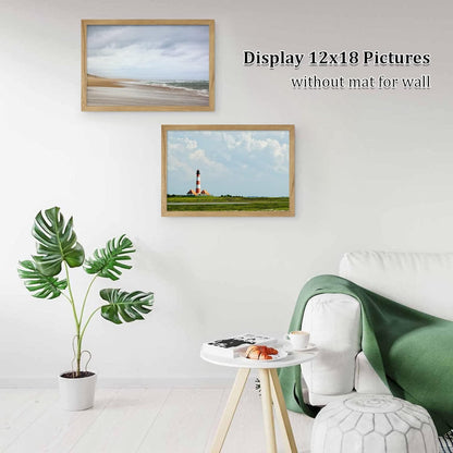 Egofine 12x16 Picture Frame Black, Covered by Plexiglass Made of Solid Wood, Display Pictures 9x12 and 11x14 with Mat or 12x16 Without Mat, for Wall Mounting Photo Frame - Colors A