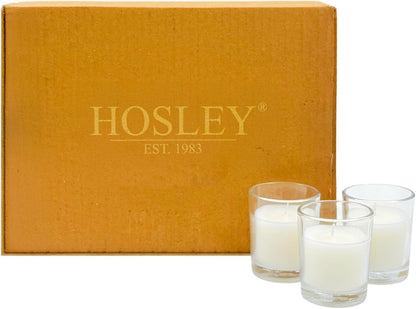 48-Pack Clear Glass Votive Candles – 10–12 Hour Long Burn, Unscented, Ivory, Bulk Set for Weddings, Events & Table Centerpieces – Hosley