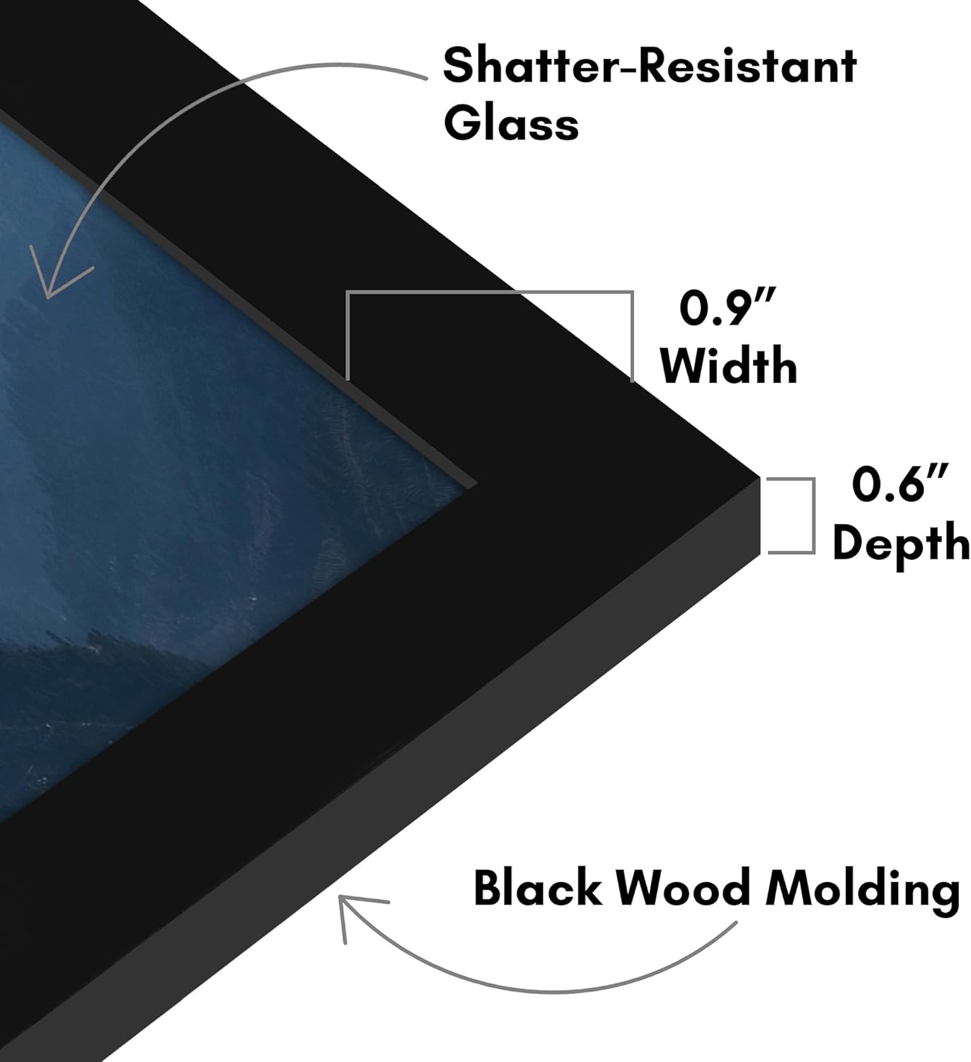Americanflat 12x18 Poster Frame with Shatter-Resistant Glass - Signature Collection - Gallery-Style Frames Made of Engineered Wood - Photo Frame for Wall Display - Black - Colors C