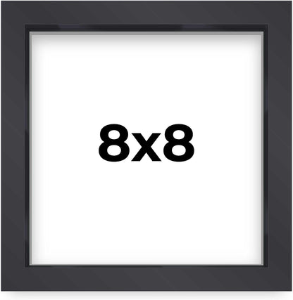 14x14 Shadow Box Black | 3/4" Depth of Usable Space | Solid Wood Pine | Includes UV Resistant Acrylic Plexiglass, Acid-Free Backing & Hanging Hardware | Made to Order in USA - Colors E