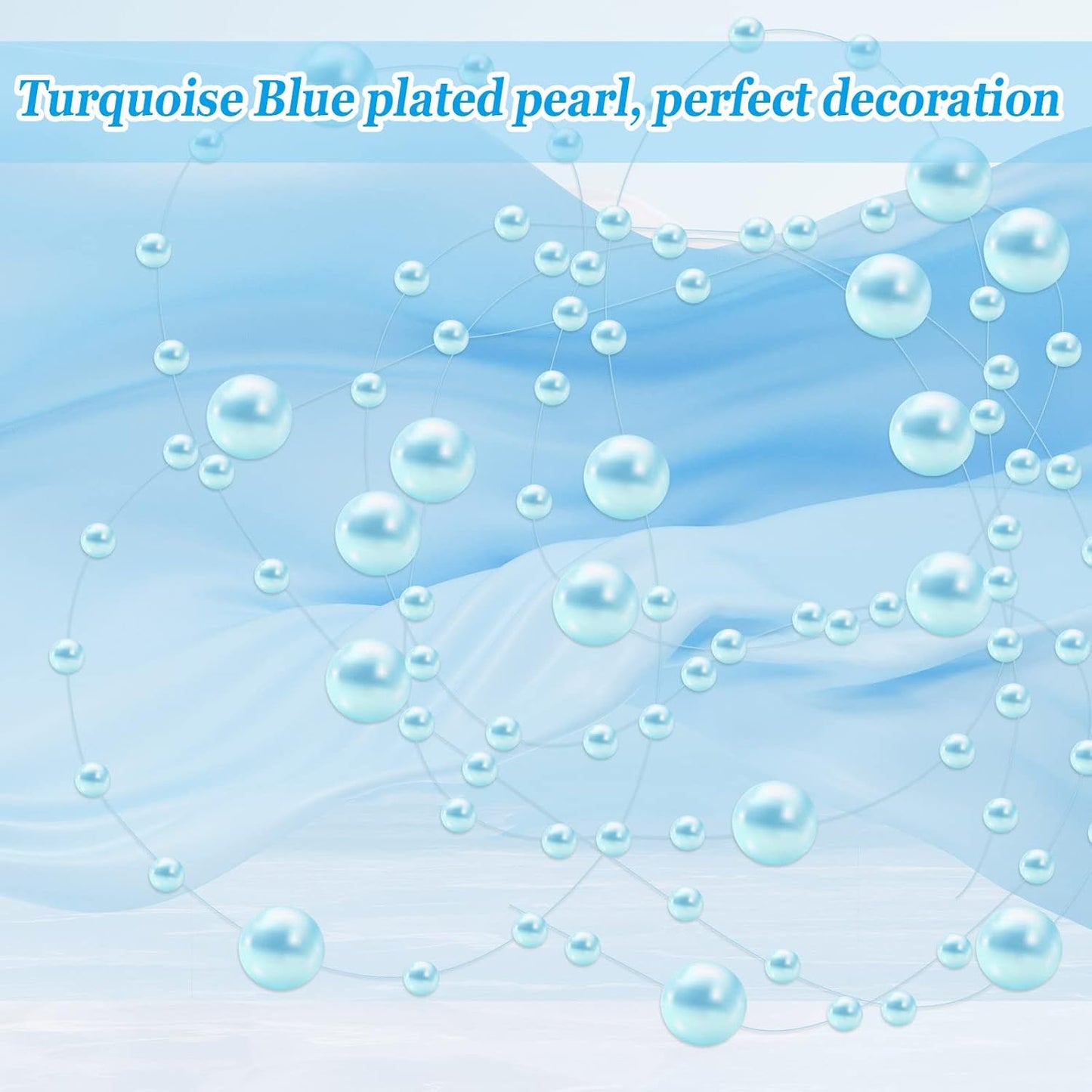 Tondiamo 24 Pcs Artificial Pearl String for Floating Candle Faux Pearls Beads String Garland Centerpiece Decoration for Vases Filler Wedding Spring Holiday Party Decor(Gold)