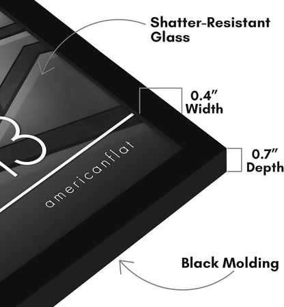 Americanflat 24x36 Poster Frame with Polished Plexiglass - Streamline Collection - Thin Border Picture Frame for Wall Display - Hanging Hardware Included - Black - Colors B