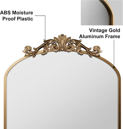 Dewfig Arched Full Length Mirror, 76"x34" Large Floor Mirror, Full Body Mirrors for Leaning or Hanging, Standing Mirrors for Bedroom, Living Room,Dressing Room, Aluminum Alloy Frame, Black