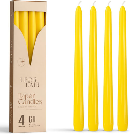 Leor & Lair Ivory Taper Candles - 4 Pack 10" Ivory Candlesticks - Unscented Cream Candle Sticks for Home Decoration, Holiday Tables, Weddings, Restaurants & Business Events