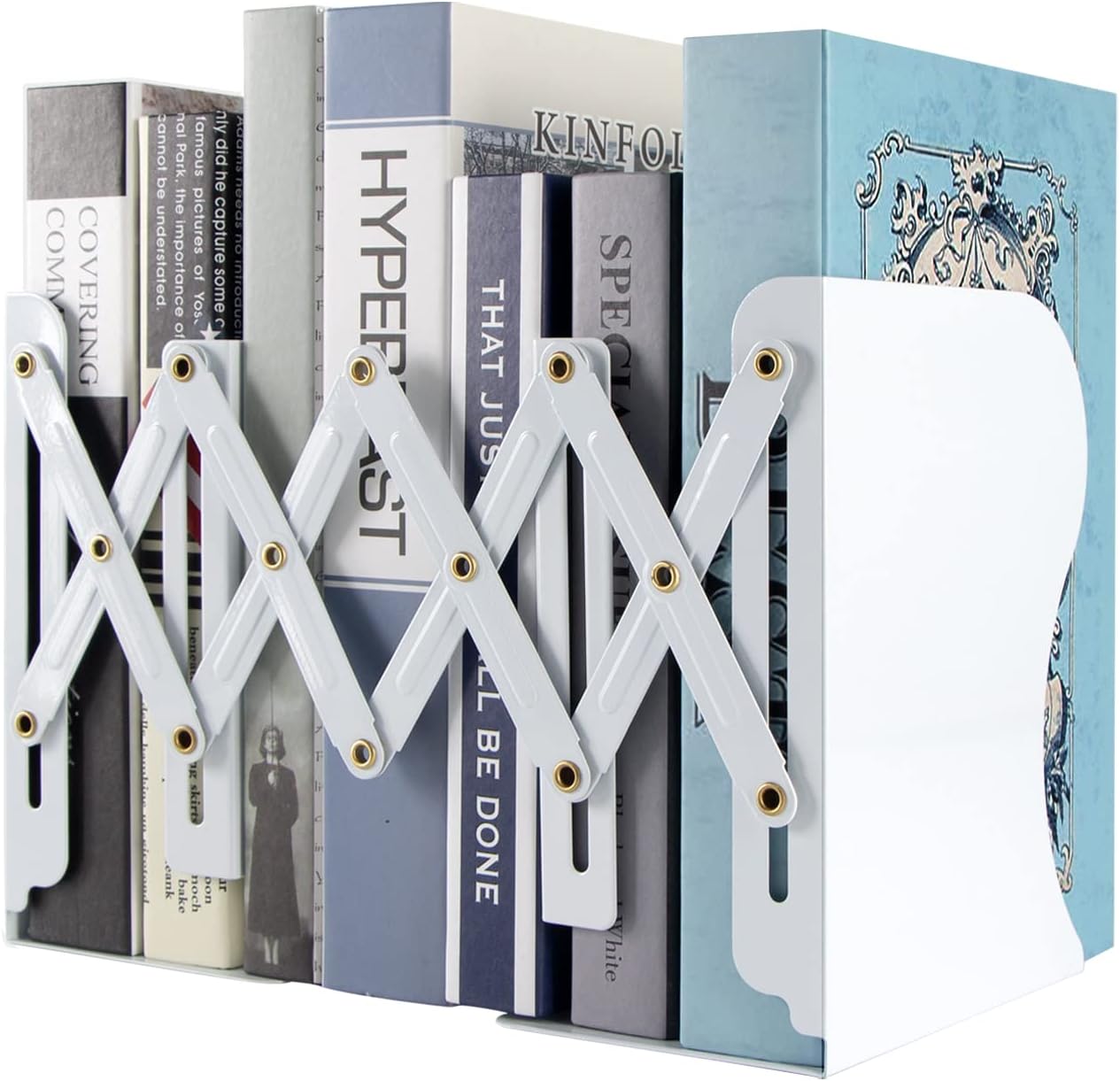 Aobopar Adjustable Book Ends, Metal Bookends for Heavy Books, Desk Book Holder for Shelves, Book Organizer for Desk, Suitable for Office, Home and School Use (Black)
