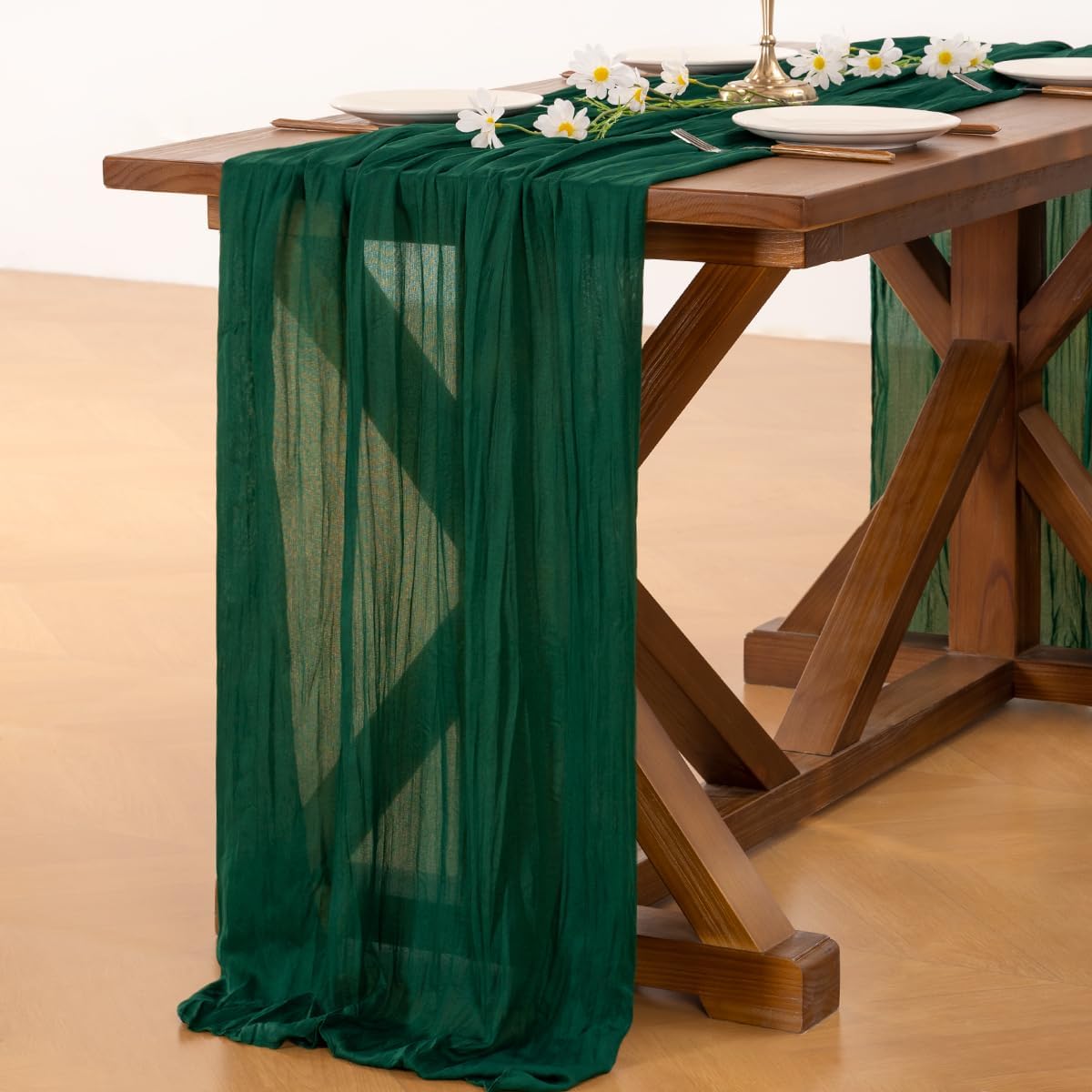 Socomi 3pcs Sage Green Cheesecloth Table Runner Summer Boho Rustic Gauze 120 inch 10FT Cheese Cloth Sheer Runner for Wedding Party Baby Shower Home Decor Holiday Decorations