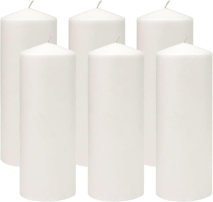 Stonebriar Unscented White Tall Pillar Candles, 65 Hour Burning Candle Pillars, Perfect for Decor, Weddings, Emergencies 3" X 6", 6 count