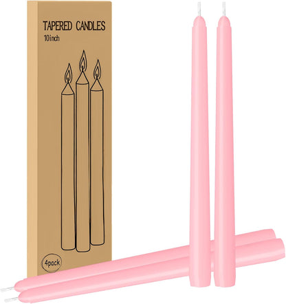 4 Pack Ivory Taper Candles - Taper Candles 10 Inch Dripless, Smokeless & Unscented - 8 Hours Long Burning - Hand Poured Tall Candlesticks - Ideal for Weddings, Dinner Parties, and Home Decor