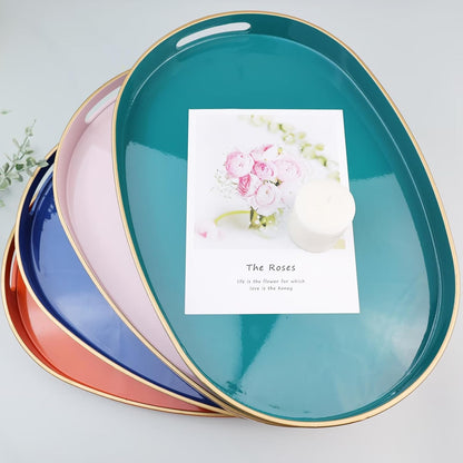 Green Decorative Tray with Handles, Versatile Serving Tray for Coffee Table, Ottoman, Ideal for Serving, Displaying, Organizing, 15.7"*10.2"*1.57"