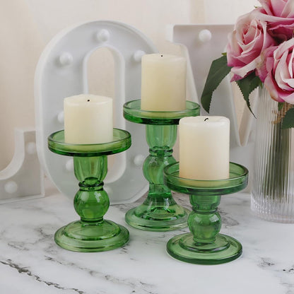 6-Piece Set of Glass Candlestick, Crystal Candlestick Holder Holder and Conical Candle, Christmas Candle Holder Decoration, Family Living Room Wedding Candle Holder (Clear 2sets)