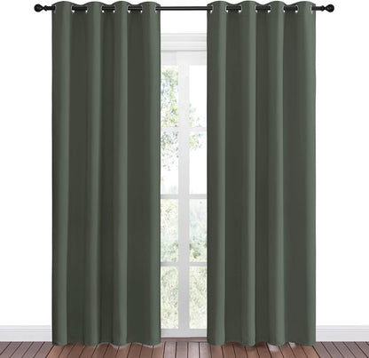 NICETOWN Halloween Pitch Black Solid Thermal Insulated Grommet Blackout Curtains/Drapes for Bedroom Window (2 Panels, 42 inches Wide by 63 inches Long, Black) - Colors C