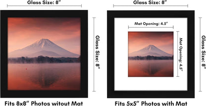Americanflat 8x10 Picture Frame with Shatter-Resistant Glass - Use as 5x7 Frame with Mat or Display 8x10 Photo Without Mat - Signature Collection - Picture Frames for Tabletop and Wall Display - Black