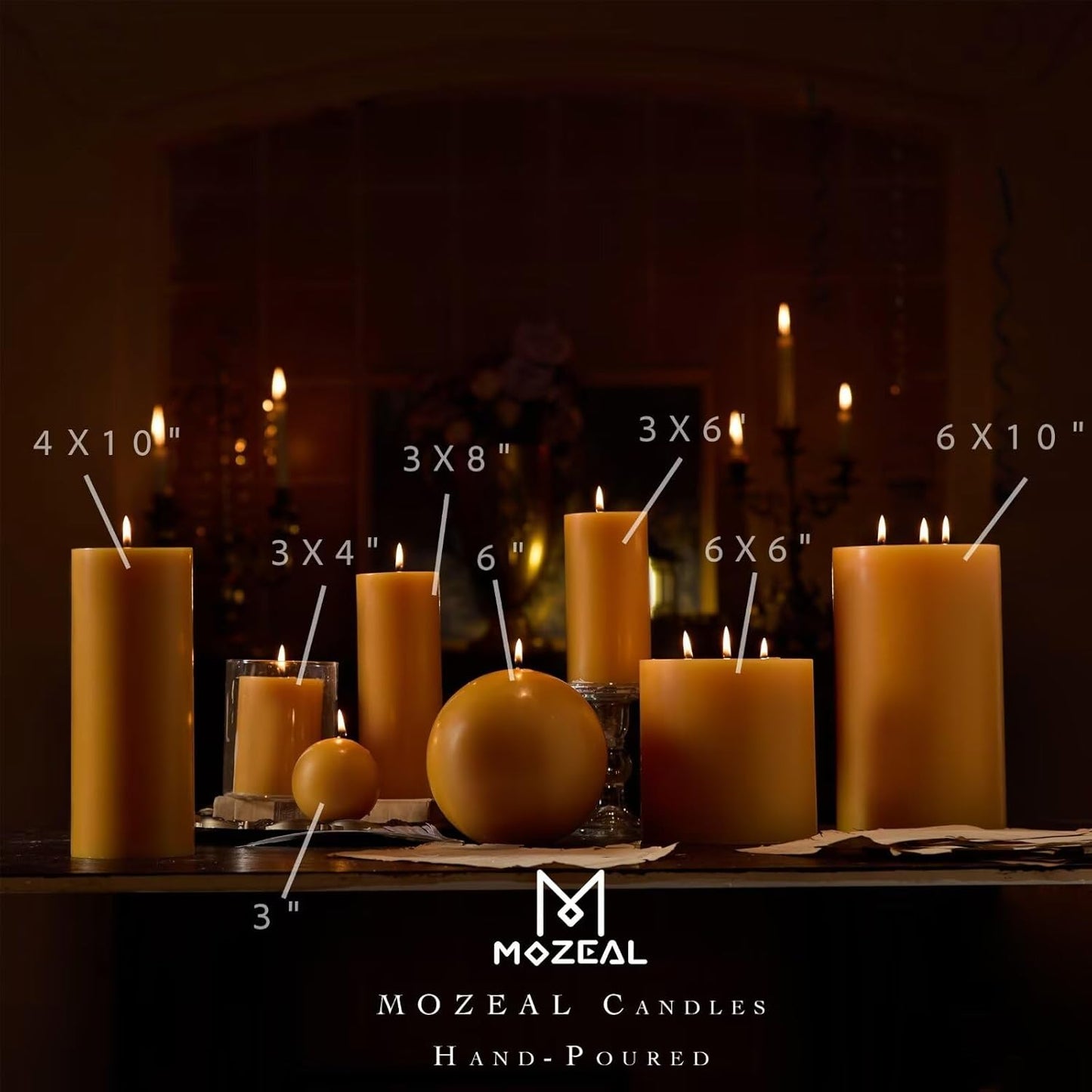 MOZEAL 3" x 4" Hand-Poured Unscented Candle,Dripless Pillar Candle Set of 3,Long Clean Burning,Approx 72 Hours Burn Time,Rustic Country Style,Wedding,Dinner,Christmas and Home Decor,White