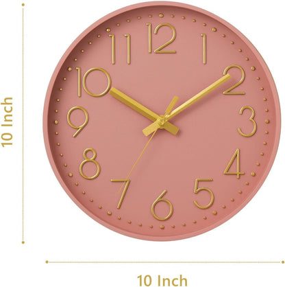 DAXSMY Wall Clock - 8 Inch Silent Non-Ticking Modern 3D Wall Clocks Battery Operated - Decorative Clock for Kitchen, Home Office, Bathroom, Bedroom(Rose Gold)