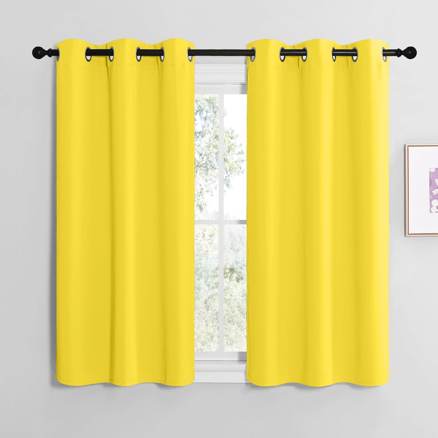 NICETOWN Halloween Pitch Black Solid Thermal Insulated Grommet Blackout Curtains/Drapes for Bedroom Window (2 Panels, 42 inches Wide by 63 inches Long, Black) - Colors C