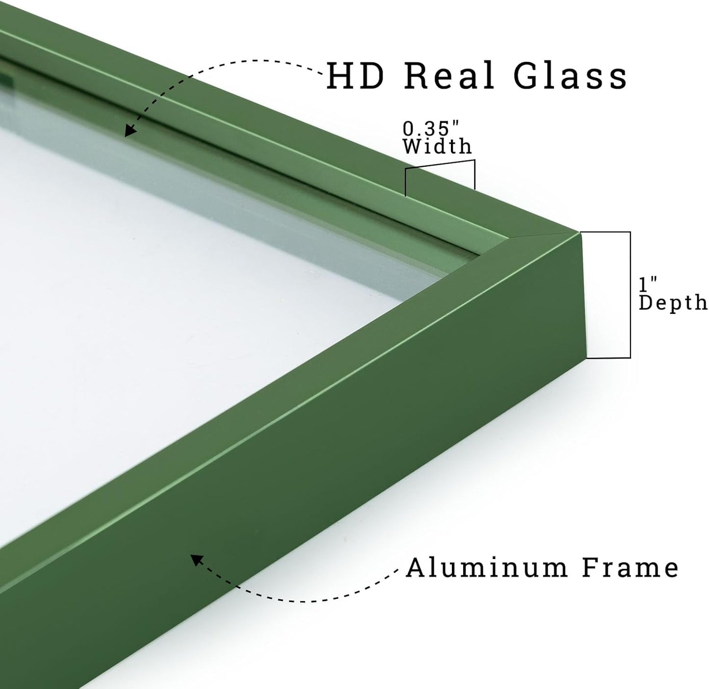 Frametory, Floating Picture Frame 12x16 - Black Aluminum Metal Photo Frame - Real Glass of Front - for Wall Mount Display