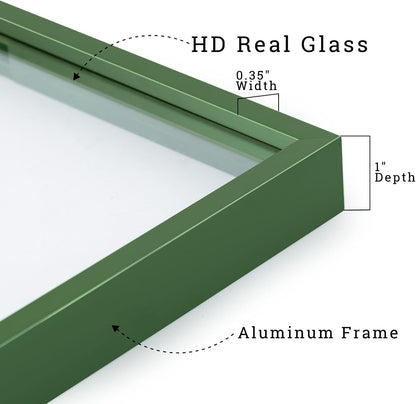 Frametory, Floating Picture Frame 12x16 - Black Aluminum Metal Photo Frame - Real Glass of Front - for Wall Mount Display