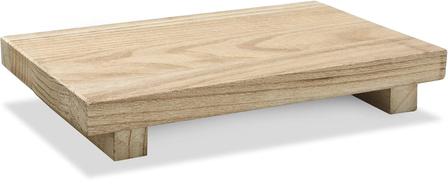 Nuogo Wood Riser Tray Soap, Stand Soap Tray for Kitchen Sink, Wood Pedestal for Kitchen Counter Sink Stand Decorative Rustic Bathroom Dishes Plant Bottles Candles Display(12 x 7 Inch,Brown)