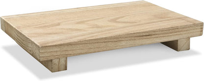 Nuogo Wood Riser Tray Soap, Stand Soap Tray for Kitchen Sink, Wood Pedestal for Kitchen Counter Sink Stand Decorative Rustic Bathroom Dishes Plant Bottles Candles Display(12 x 7 Inch,Brown)