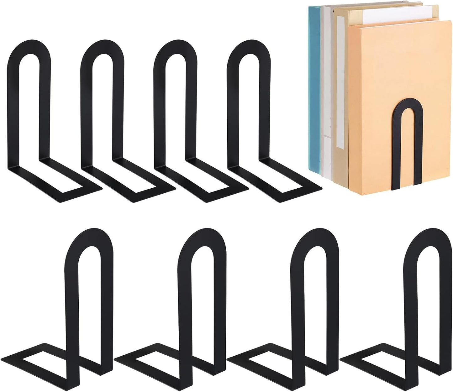 Chunful 12 Pcs Modern Metal Book Ends for Shelves Decorative Small Bookends Book Shelf Organizer Minimalist Design Stopper to Hold Books for Home Office (Gold,5.5 * 3.75 * 2.25inch)
