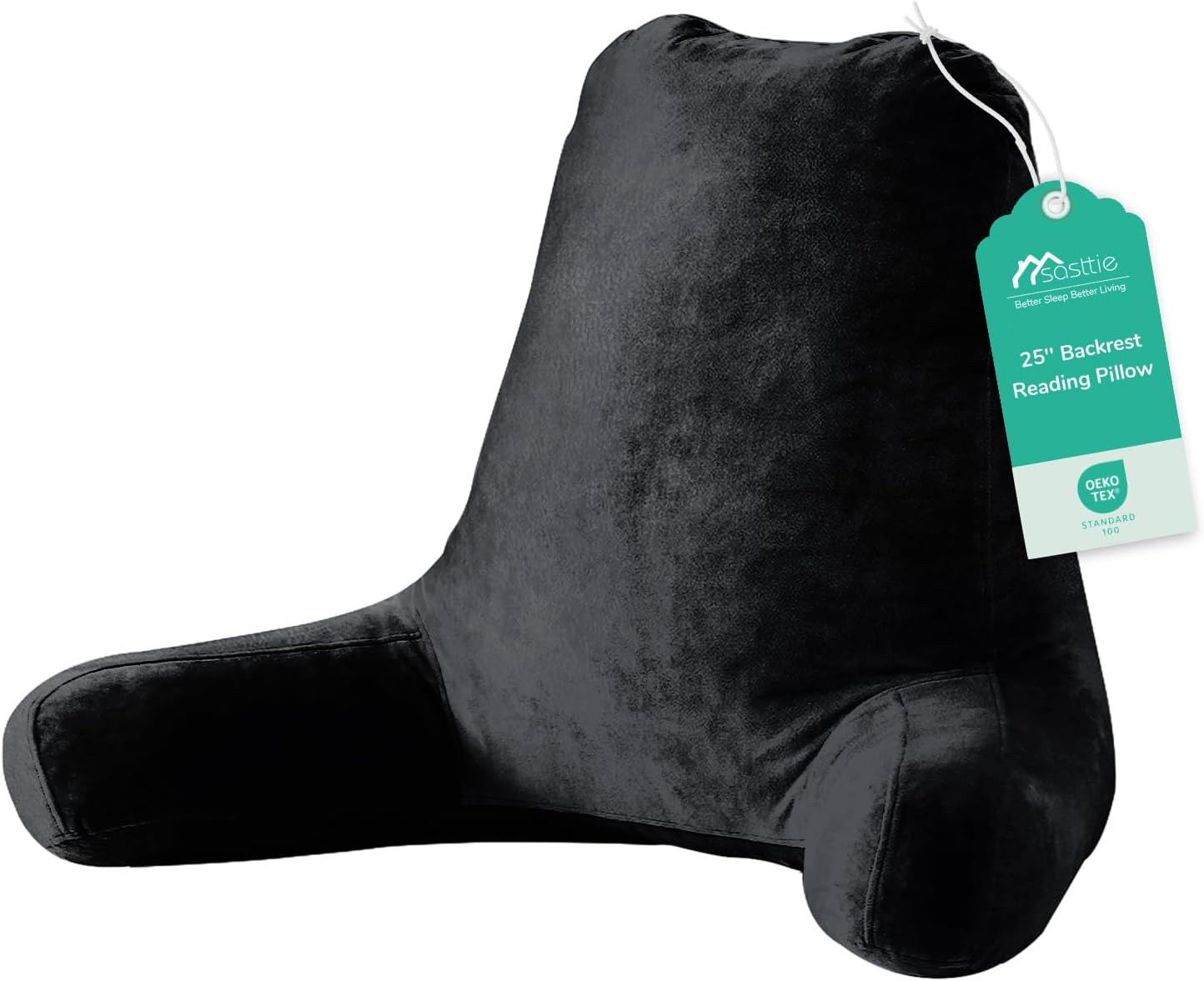 Sasttie Reading Pillows for Sitting in Bed Adult, Back Pillow Bed Sitting Up, Back-Rest Support Cushion for Sit Up on Couch, Sofa, and Floor, Dorm Essentials, Oeko-Tex Certified, Dark Grey