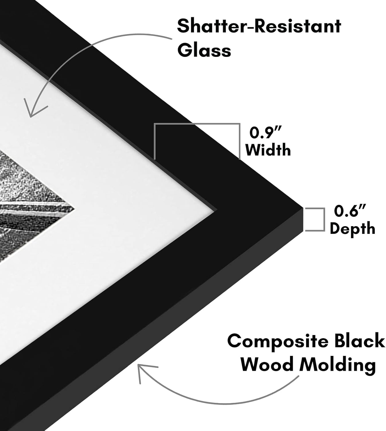 Americanflat 8x10 Picture Frame with Shatter-Resistant Glass - Use as 5x7 Frame with Mat or Display 8x10 Photo Without Mat - Signature Collection - Picture Frames for Tabletop and Wall Display - Black