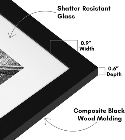 Americanflat 8x10 Picture Frame with Shatter-Resistant Glass - Use as 5x7 Frame with Mat or Display 8x10 Photo Without Mat - Signature Collection - Picture Frames for Tabletop and Wall Display - Black