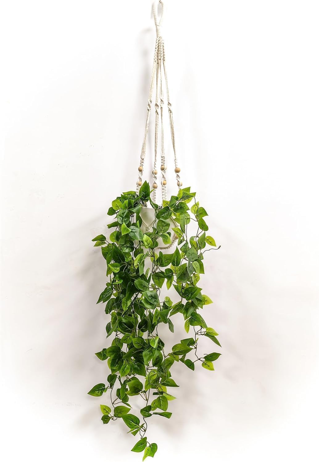 Comtelek Fake Hanging Plants with Lights Artificial Plants for Home Decor Macrame Plant Hanger with Fake Vines Faux Hanging Planter for Wall Ceiling Bedroom Bathroom Kitchen Office Boho Decor Indoor