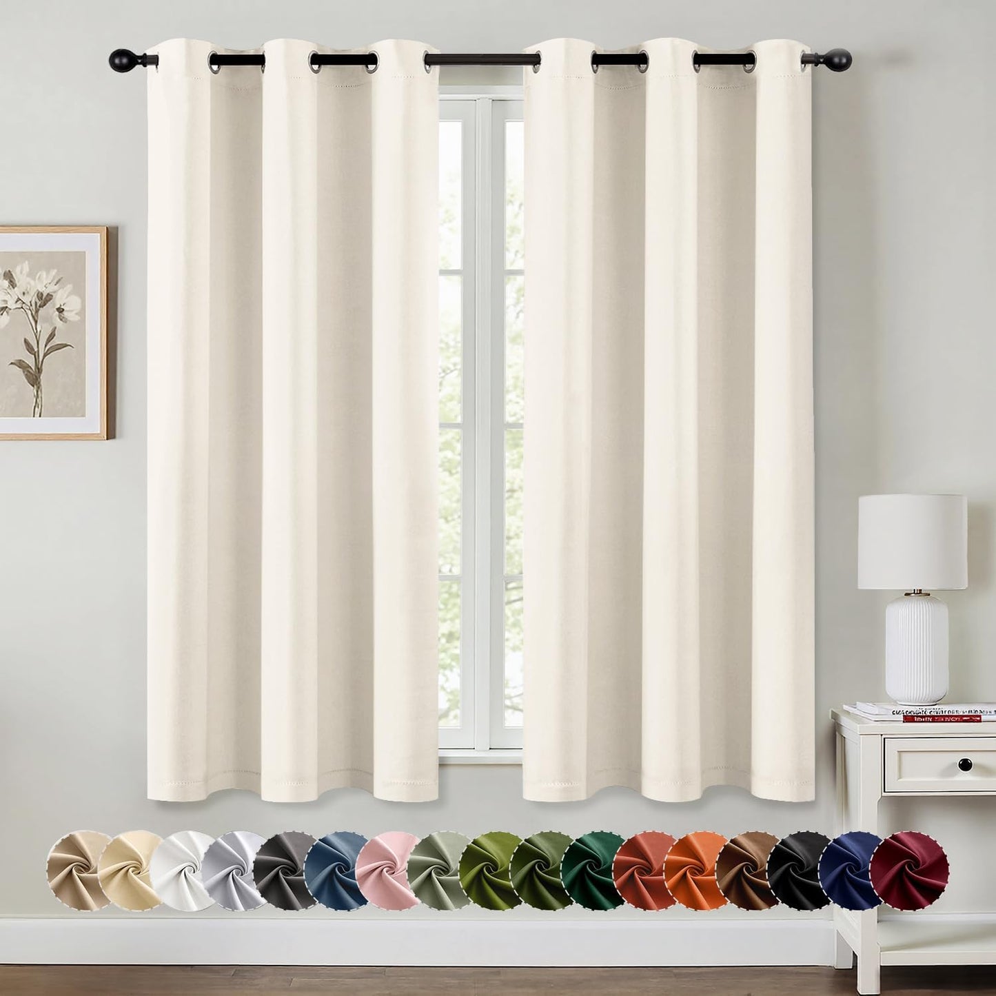 MIULEE Blackout Curtains for Bedroom Living Room 2 Panels, Thermal Insulated Room Darkening Drapes Grommet Noise Reducing Light Blocking Window Treatments 63 Inches Long 40x63 Inch Black - Colors B