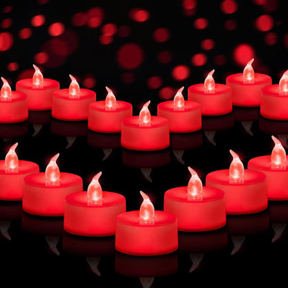 LED Tea Lights - 12 Pack Flameless Battery Operated Candles, 200+ Hours Flickering Warm White, Realistic Fake Tealights for Weddings, Home Decor, Parties, and Sweetest Day