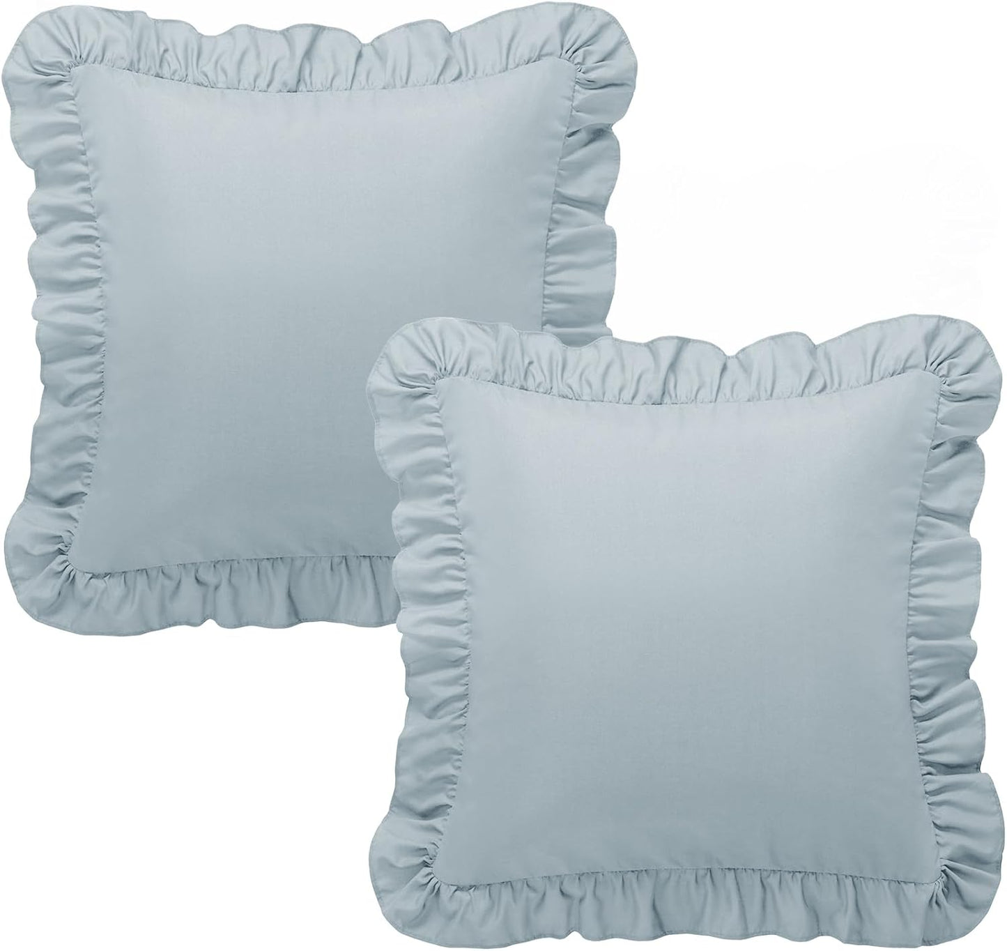KKJIAF Ruffle Pillow Cases 26x26 Inches, White Square Ruffled Pillow Covers Set of 2, Microfiber Wrinkle Resistant Pillow Shams with Envelope Closure for Sofa Bed Living Room