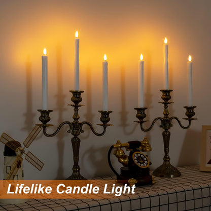 Homemory 6 Pcs Flameless Taper Candles with Remote, Timer, Dimmer, Ivory Battery Operated CandleSticks with Flickering Light, Plastic Led Window Candles, 9.6 Inches for Halloween Christmas Decoration