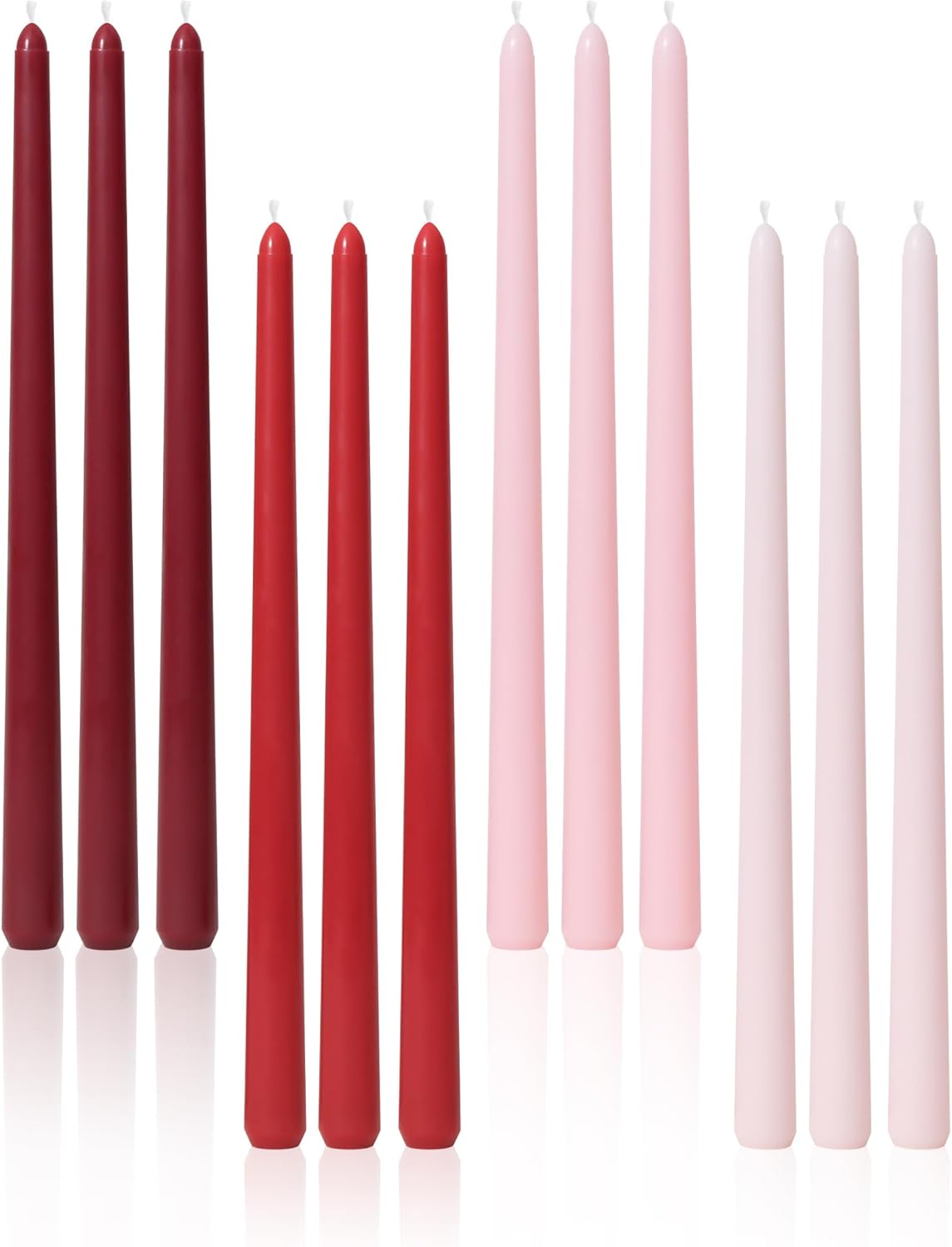 Viyffo Taper Candles, 12 Inch, 12 Pack, Brown – Unscented, Smokeless Design, Up to 8-Hour Burn – Tall Candlesticks for Table Decor, Weddings & Dinners