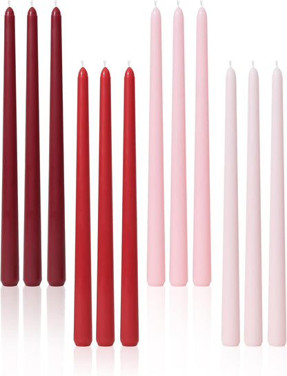 Viyffo Taper Candles, 12 Inch, 12 Pack, Brown – Unscented, Smokeless Design, Up to 8-Hour Burn – Tall Candlesticks for Table Decor, Weddings & Dinners
