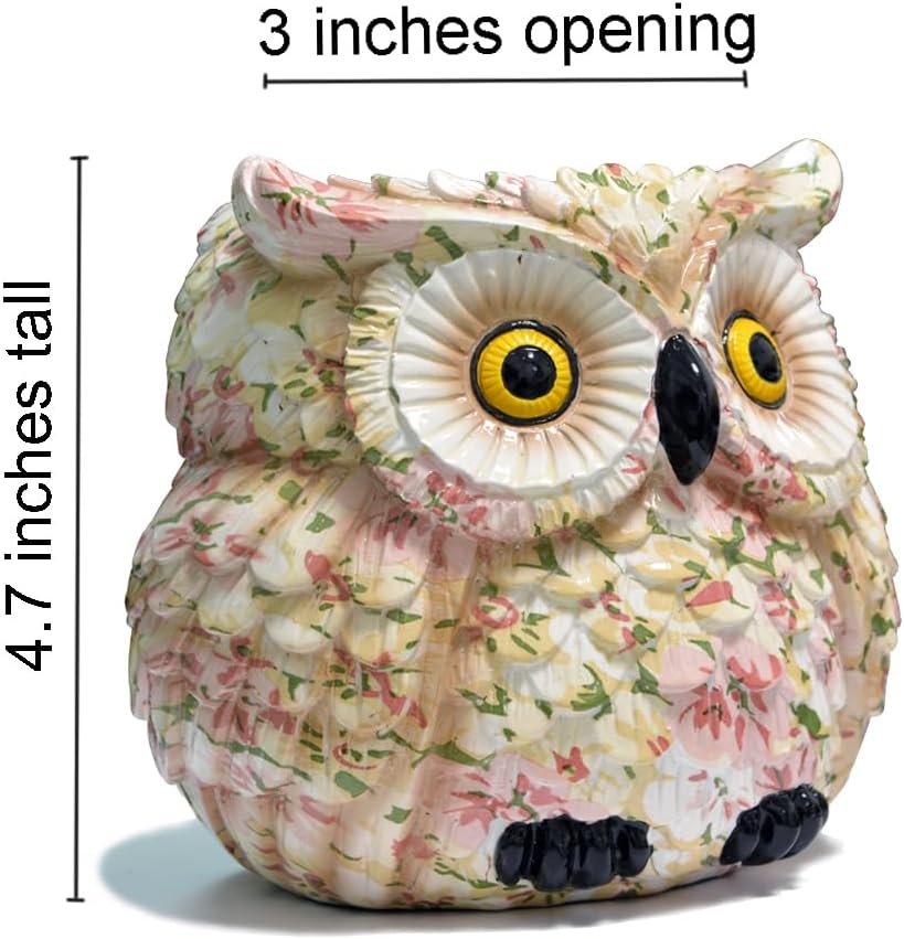 Owl Planter, Owl Succulent Pots, Funny Plant Pots Indoor/Outdoor, Decorative Garden Flower Pot, Cute Small Planters for office Home Decor, Unique Statue Figurine Gifts for Women Mother Teacher Red