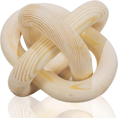 3-Link Wood Chain Link Coffee Table Decor, White Wooden Knot Decor for Coffee Table Farmhouse Decortive for Home Boho Modern Shelf Decortion(White)