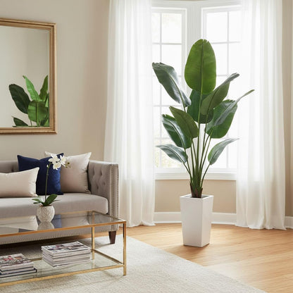 Aveyas 7ft Artificial Olive Tree for Home Decor, 7 Feet Large Faux Plant Fake Skinny Silk Trees with Pot for Indoor Outdoor House Living Room Office (7 ft Tall Including Raised Pot)