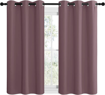 NICETOWN Halloween Pitch Black Solid Thermal Insulated Grommet Blackout Curtains/Drapes for Bedroom Window (2 Panels, 42 inches Wide by 63 inches Long, Black) - Colors E