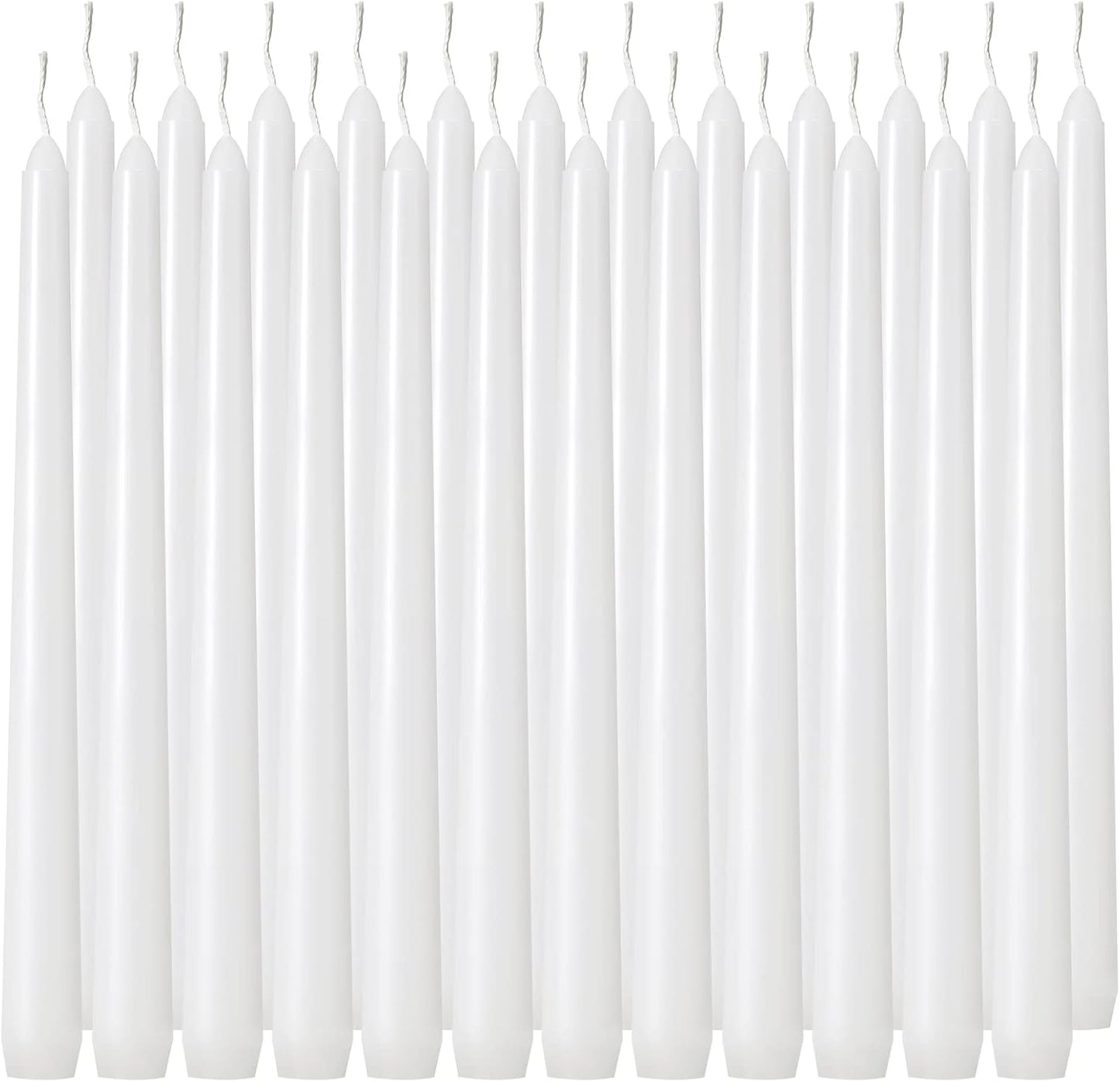 Tuyai 36 Pack Tall White Taper Candles, 10 inch (H) Dripless, Unscented Dinner Candle, Smokeless Taper Candles, Paraffin Wax with Cotton Wicks, 8 Hours Burn Time