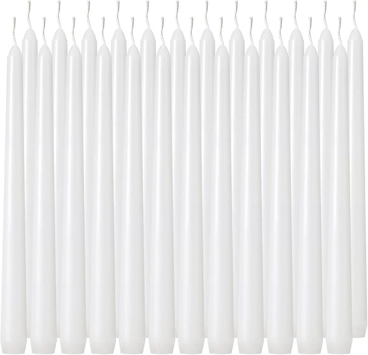 Tuyai 36 Pack Tall White Taper Candles, 10 inch (H) Dripless, Unscented Dinner Candle, Smokeless Taper Candles, Paraffin Wax with Cotton Wicks, 8 Hours Burn Time