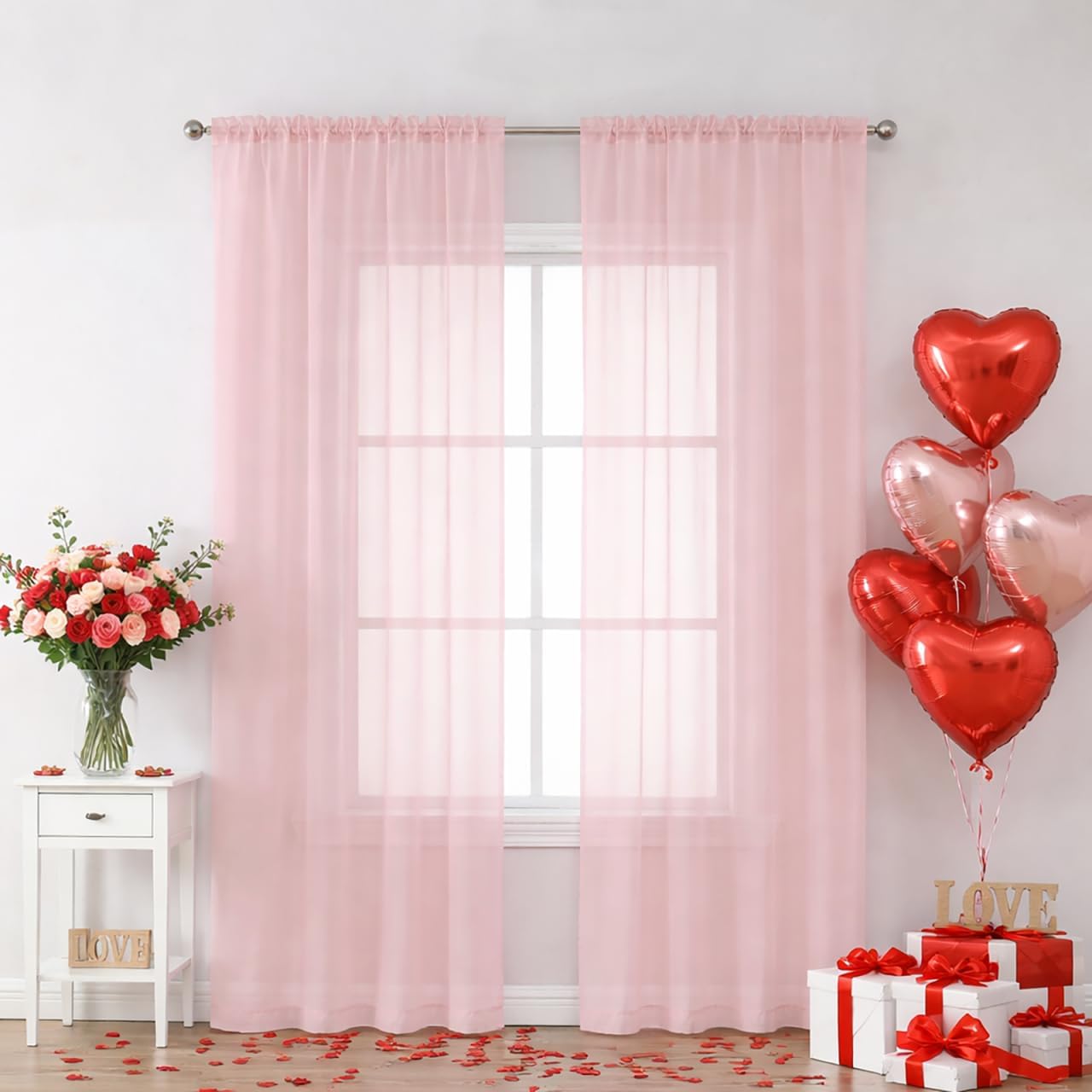 Chyhomenyc Sheer White Valances for Windows 2 Pack, Small Window Curtains for Living Room Bathroom Cafe Laundry Basement, Modern Top Dual Rod Pocket Voile Curtain, 42W x 14L inches, White - Colors C