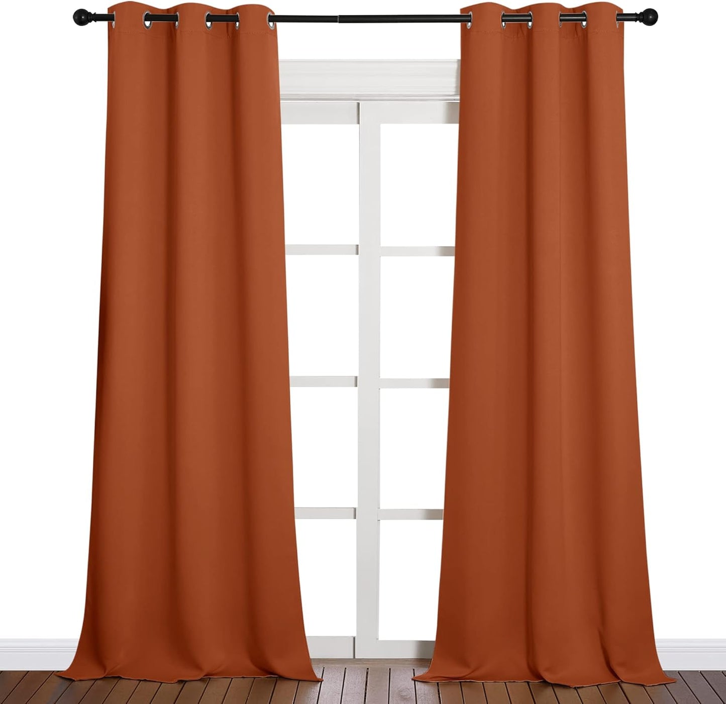 NICETOWN Halloween Pitch Black Solid Thermal Insulated Grommet Blackout Curtains/Drapes for Bedroom Window (2 Panels, 42 inches Wide by 63 inches Long, Black) - Colors B